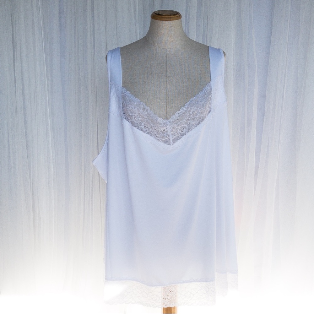ELLOS Women's White 5X (38/40) Plus Size Lace Detailed Tunic Tank